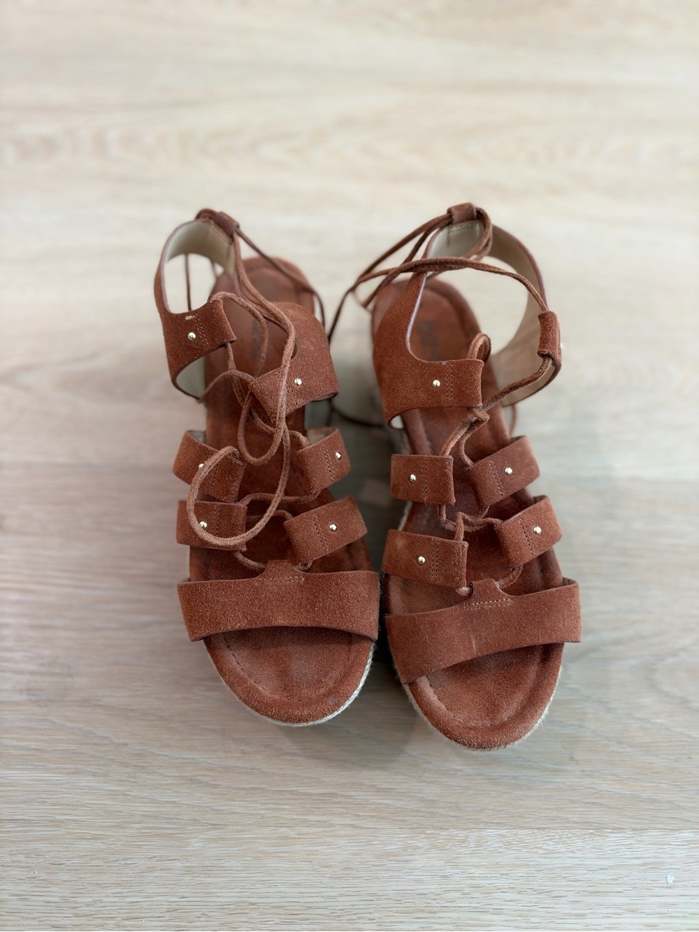 Micheal Kors Women's Brown Suede Lace-Up Gladiator Sandals